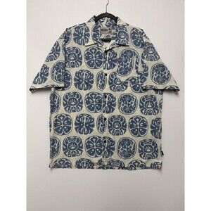 Howler Brothers Monoloha Hawaiian Shirt Mens Size XL White Blue Sea Idols Camp